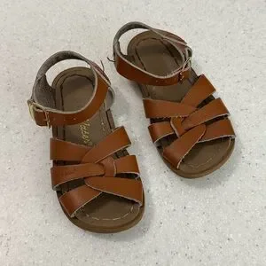 Saltwater Kids Leather Strappy Sandals Tan Size 8