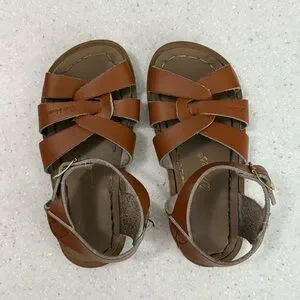 Saltwater Kids Leather Strappy Sandals Tan Size 8