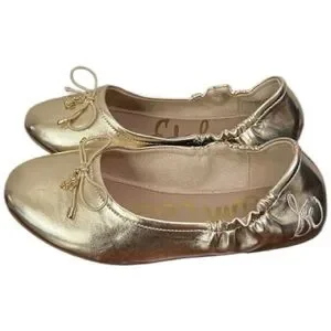 Sam Edelman Felicia Metallic Gold Ballet Flats Size 3