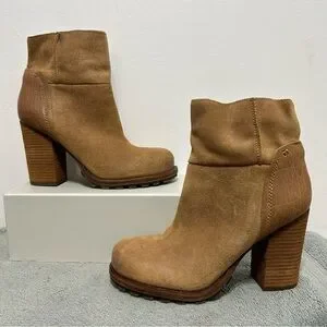 Sam Edelman Leather Suede Franklin Chunky Heel Ankle Boots Size 9.5 Sam Edelman Leather Suede Franklin Chunky Heel Ankle Boots Size 9.5