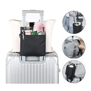 Samantha Brown To-Go Drink Luggage Caddy Black 3 Partition Design Handles New )