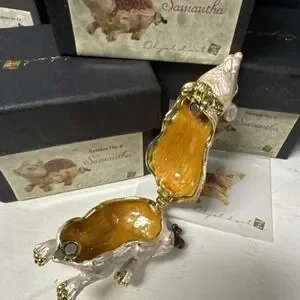 Samantha Pink Blinged Enamel Rat Mouse Trinket Box Objet D'Art Form Release No 6