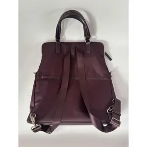 Samsonite Convertible Backpack Tote Bag Burgundy Nylon Saffiano Trim Laptop Bag