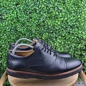 Samuel Hubbard Mens Market Cap Toe Leather Lace Up Oxford Black Size 10.5