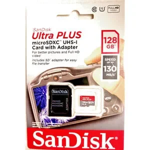 SanDisk 128GB ULTRA PLUS MicroSDXC UHS-1 Card W Adapter MicroSD Memory Card