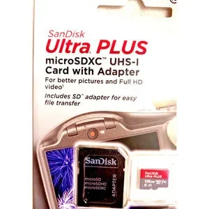 SanDisk 128GB ULTRA PLUS MicroSDXC UHS-1 Card W Adapter MicroSD Memory Card