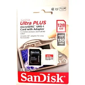 SanDisk 128GB ULTRA PLUS microSDXC UHS-1 Card w Adapter microSD memory card