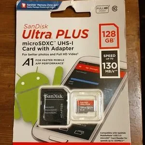 SanDisk Ultra Plus MicroSDXC UHS-I Card 128GB A1 130 Mbps Photos & Full HD Video