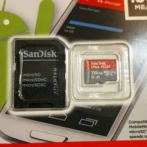 SanDisk Ultra Plus MicroSDXC UHS-I Card 128GB A1 130 Mbps Photos & Full HD Video