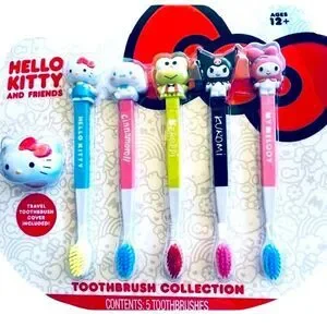 Sanrio Hello Kitty & Friends Toothbrush Collection 5 Count Travel Cover NEW