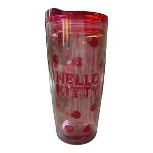 Sanrio Hello Kitty Strawberry Face Travel Tumbler W/Slide Close Lid 20 OZ