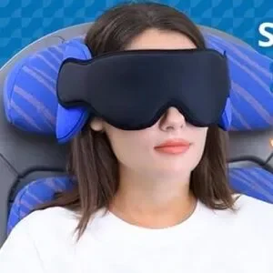 SARISUN Travel Pillows For Airplanes 360° Support Headrest Pillow With Eye Mask