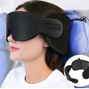 SARISUN Travel Pillows for Airplanes 360° Support Headrest Pillow with Eye Mask