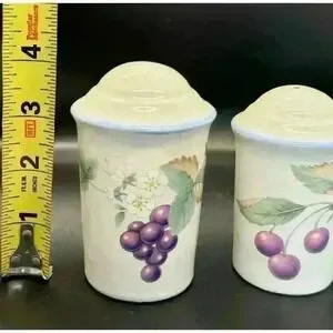 Savior Vivre "Luscious" Salt And Pepper Set Grapes Flowers And Green Leaf Design