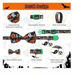 Scene Weaver Halloween Cat Collar Breakaway 2 Pack - Black And White