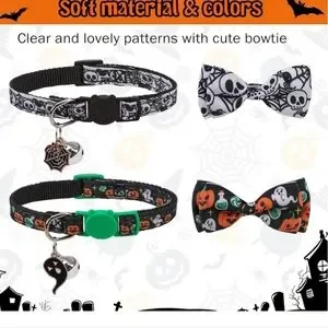Scene Weaver Halloween Cat Collar Breakaway 2 Pack - Black And White