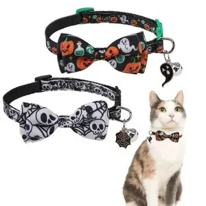 Scene Weaver Halloween Cat Collar Breakaway 2 Pack - Black and White