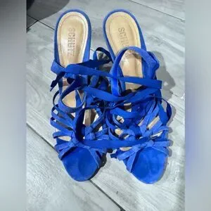 Schultz Blue Wedge Sandals