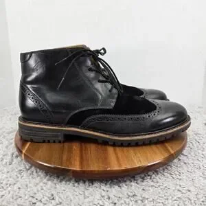 Sebago Pinehurst Black Leather Wingtip Brogue Casual Dress Boots Mens 11 M