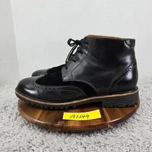 Sebago Pinehurst Black Leather Wingtip Brogue Casual Dress Boots Mens 11 M