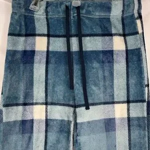 Secret Treasures Cozy Fuzzy Plaid Pajama Pants In Blue Drawstring Sz S (4-6)
