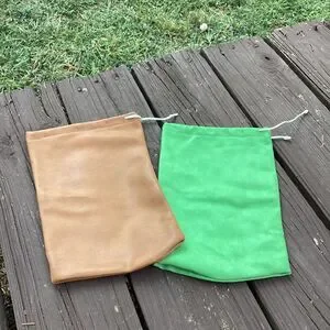 Select Club Whisky Drawstring Bags Lot Of 2 – Tan & Green Apple 12”x8”