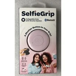 Selfie Grip Collapsible Phone Grip Pop Shutter Button w/ Bluetooth - Pink - NEW