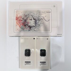 SET - 10.1 Inch Tablet + 2 Smart Watches (Black Silver) BRAND NEW UNOPENED
