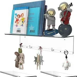 Set of 2 - Clear Acrylic Shelf for Funko Bobbleheads Display Makeup Perfumes