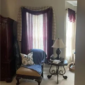 Set of 2 Gold Sheer Curtains To Go Through Gold Sconce