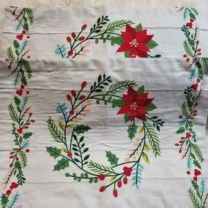Set of 2 holiday Christmas wreaths reversible placemats