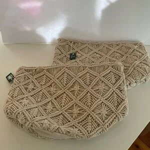 Set Of 2 NWT Urban Outfitters Macramé Rattan Catch-All Basket- Medium Size