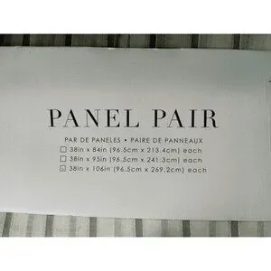 Set Of 2 - Panel Pair Linen Stripe Curtains 38"x106" Each-White