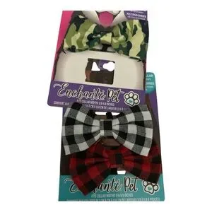 Set Of 3-3’ Inch Pet Bow Ties - Red Black Checks & Green Camo NWT
