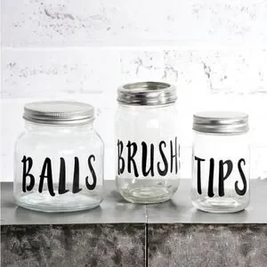 Set of 3 Apothecary Glass Jars with Screw on Lid Funny Quotes