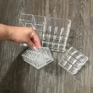 Set Of 3 Clear Acrylic Makeup Organizers