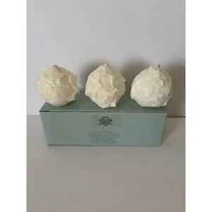 Set of 3 Party Lite 2" Ball Candles Glitter White Candy Cane Scent Q23102