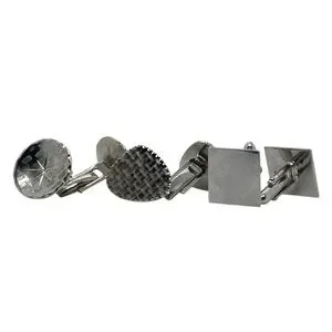 Set of 3 Vintage Silver Cufflinks Etched Textured Designs Swank/Unsigned Vintage