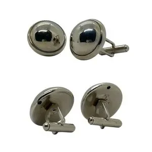 Set Of 3 Vintage Silver Tone Cufflinks Signed Swank Black Silver Rhinestones