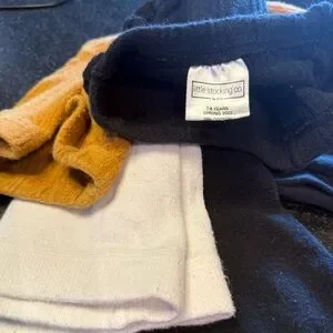 Set Of 4 Little Stocking Company Tights In Black White And Mustard Size 7-8