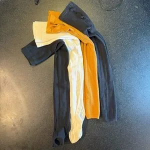 Set of 4 Little Stocking Company Tights in Black White and Mustard Size 7-8