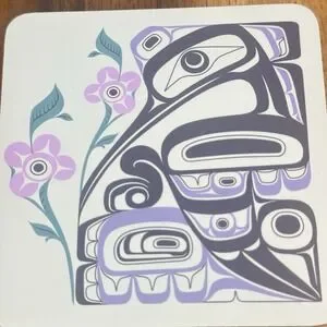 Set Of 4 Native Northwest Coasters (BC Indigenous Designed) Cork Backed Bird