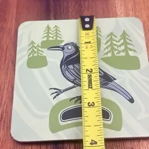 Set Of 4 Native Northwest Coasters (BC Indigenous Designed) Cork Backed Bird