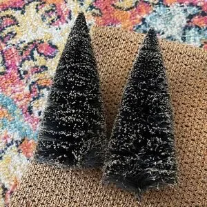 Set Of 6 Black & Gold Cream Bottle Brush Trees Halloween Fall Christmas 2-L 4-XS