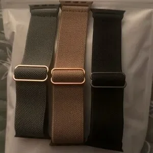 Set Of Three Watch Bands - Black Tan And Army Green For Apple Watch ⌚️