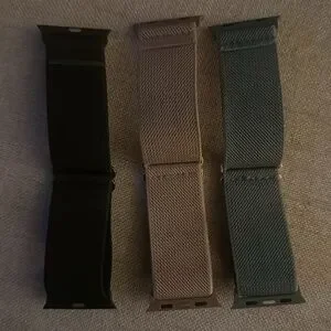 Set Of Three Watch Bands - Black Tan And Army Green For Apple Watch ⌚️