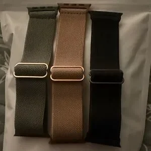 Set of Three Watch Bands - Black Tan and Army Green for Apple Watch ⌚️