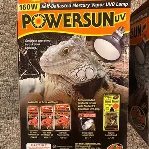 Set Of Two Zoo Med PowerSun UV Bulb 160 Watt Bulb Ideal For Large Terrariums
