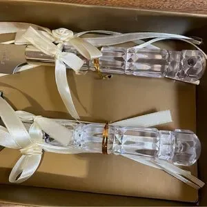 Set Of Wedding Cake Knife and Server / Acrylic And Stainless Steel EUC