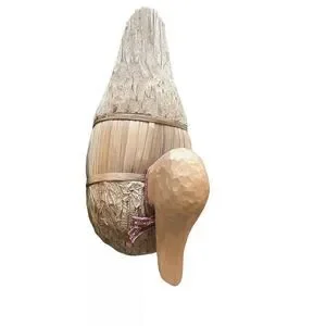 Shabby Chic Decor Reed Body-Carved Wood Head 14 Inch‎ Duck